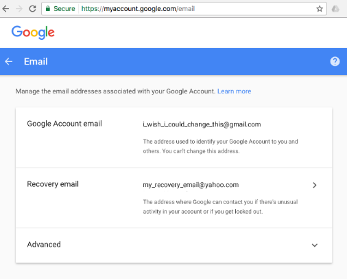 Google account settings management