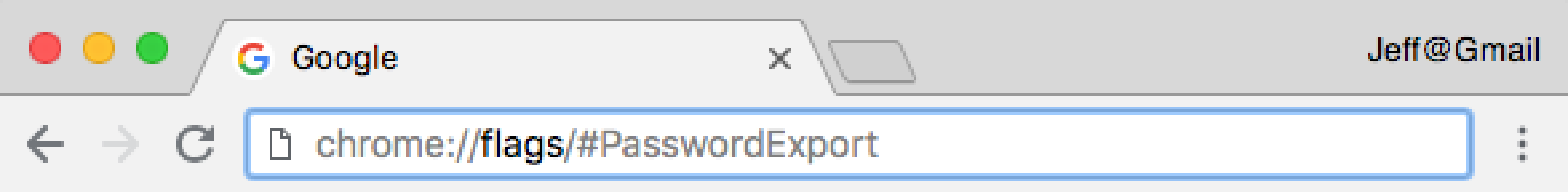 Paste chrome://flags/#PasswordExport into the URL bar