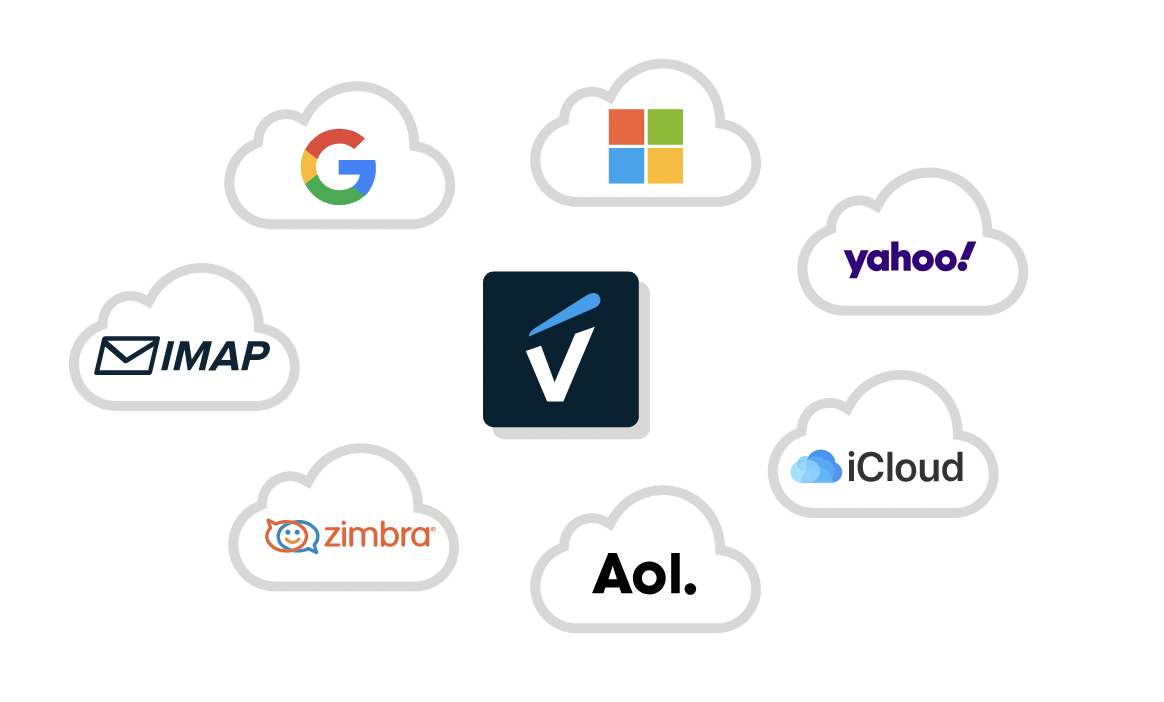 Logos of email service providers supported by VaultMe