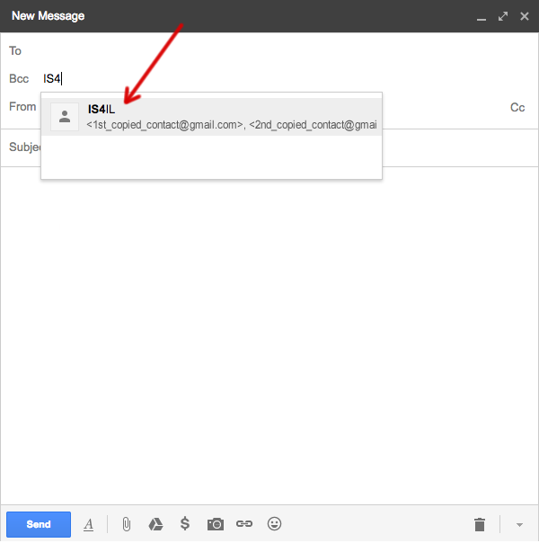 Compose new gmail message select copy id group