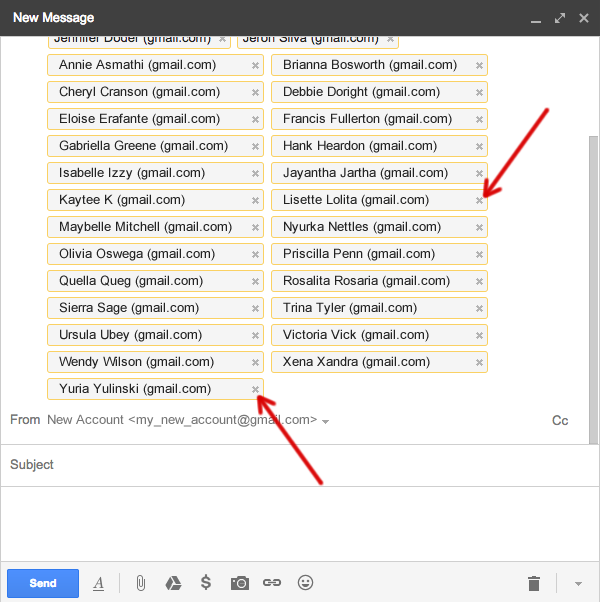 Compose new gmail message copy id group added