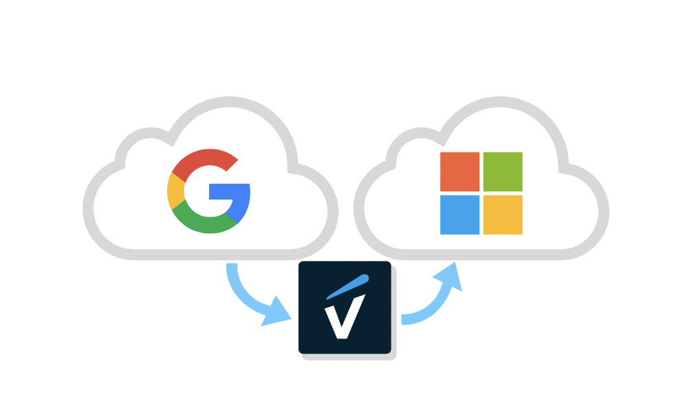 Visual representation of Google Drive to Microsoft 365 OneDrive migration