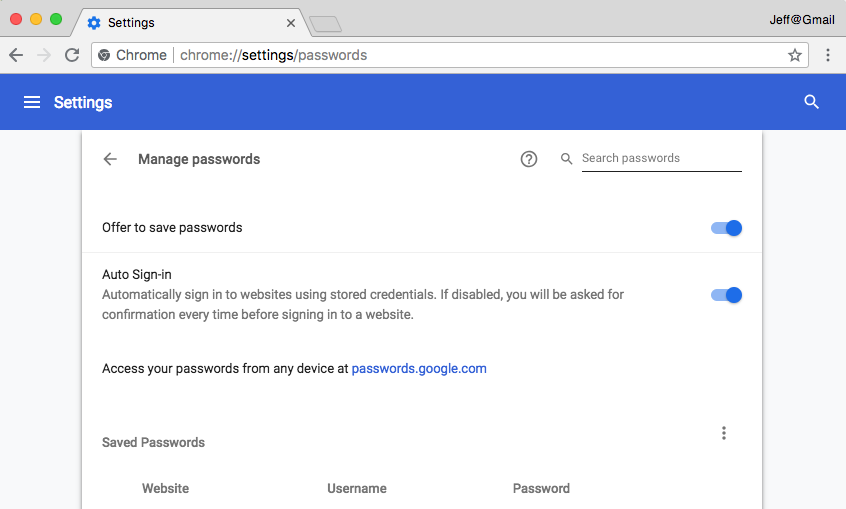 peek at passwords saved on chrome