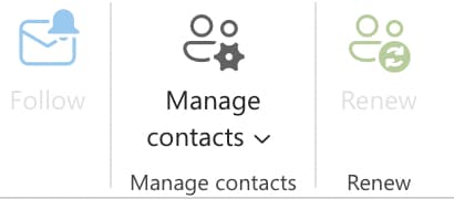 The menu for managing Outlook People contacts